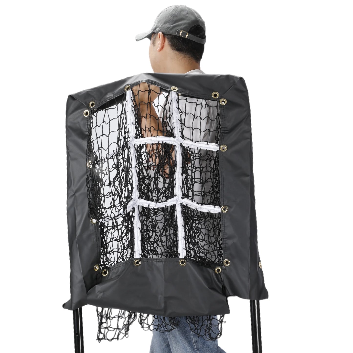 9 Hole Pitching Net Baseball Pitching Target with Strike Zone, Softball Pitching Aid Net, 3 Level Adjustable Height, Portable Training Equipment for Hitting and Pitching Practice