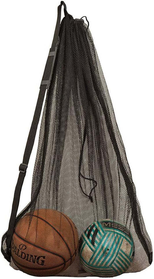 Heavy Duty Football Net Bag (10-12 Balls) Basketball Tennis Bag for Coaches Football Ball Bag Net Extra Large Mesh Drawstring Bag (Bar Strap No Pocket, 2)